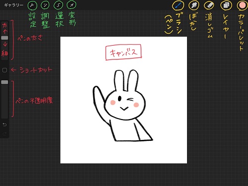 Procreate プロクリエイト 作業画面 ワークスペース 名称 名前 呼び方